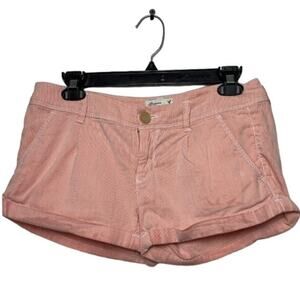 American Eagle Striped Short Shorts Sz 2 Pink white pleated low rise Y2K Cuffed